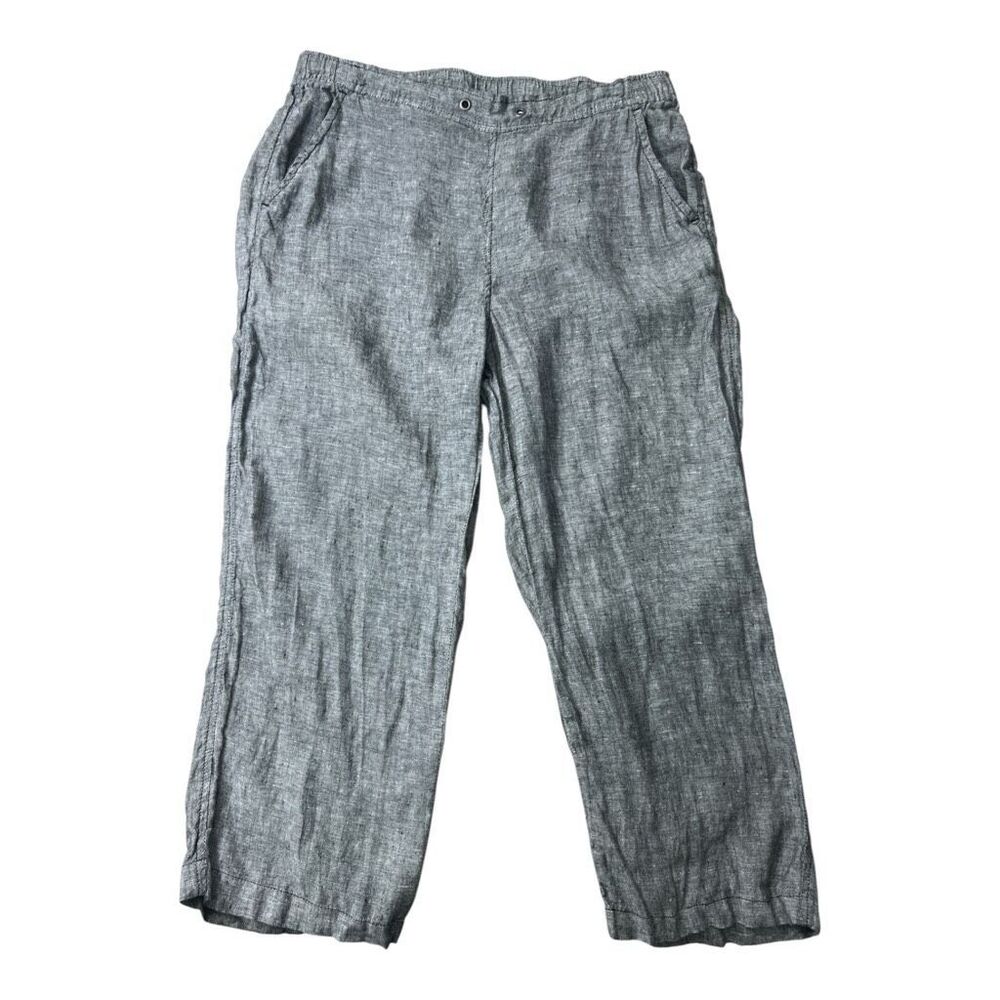 Two by Vince Camuto Grey 100% Linen Women Crop Pants size Small Pullon